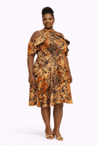 Off‑Shoulder Pleated Ruffle Dress