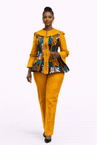Yellow Peplum Wrap Suit