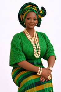 Green Iro & Buba with Striped Wrapper