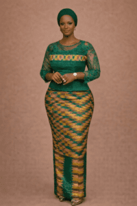 Green Crochet Blouse with Zigzag Wrapper