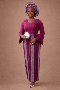 Magenta Blouse with Vibrant Wrapper
