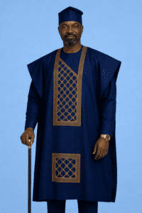 Navy Checkered Agbada