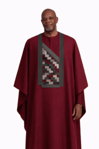 Burgundy Embroidered Agbada