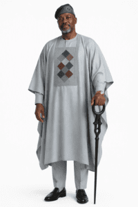 Cream Embroidered Agbada