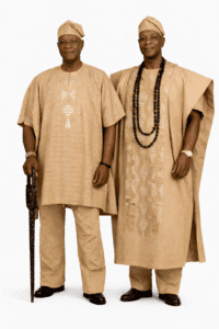 Beige Striped Agbada