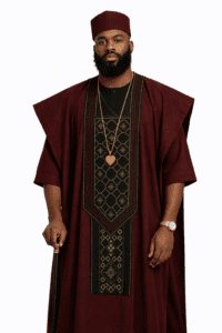 Navy Diagonal‑Stripe Agbada