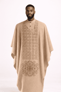 Beige Geometric Kaftan Dress